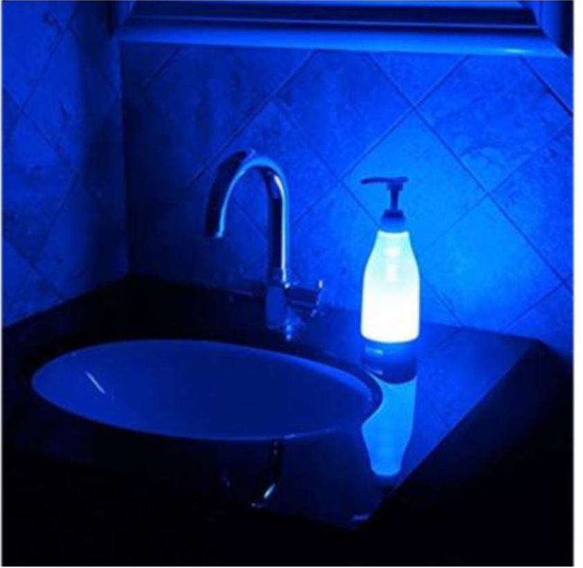 Dozator de sapun cu lumina LED Soap Brite se poate folosi pentru sapun lichid, gel dezinfectant, lotiune, detergent de vase, gel de dus etc