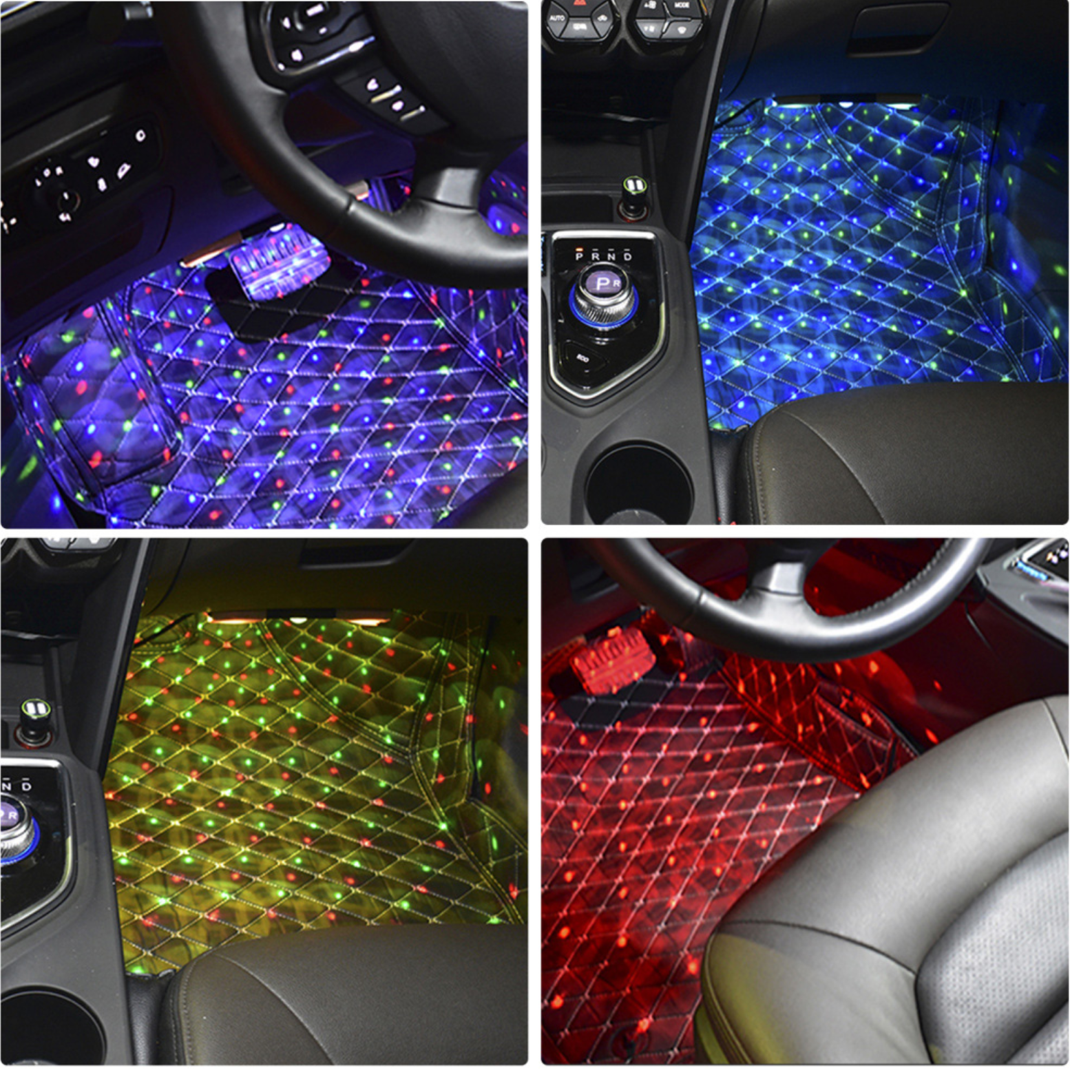 Set 4 lumini auto interior, a10, usb, led rgb