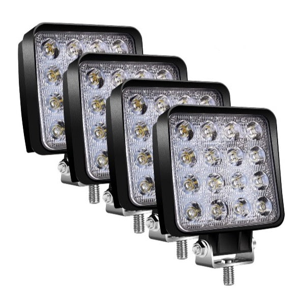 Set 4 proiectoare 16 LED 48W auto OFF-ROAD, IP 67